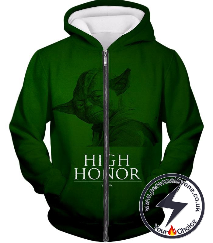 Star Wars Yoda The Legendary Jedi Master Awesome Green Quoted Zip Up Hoodie